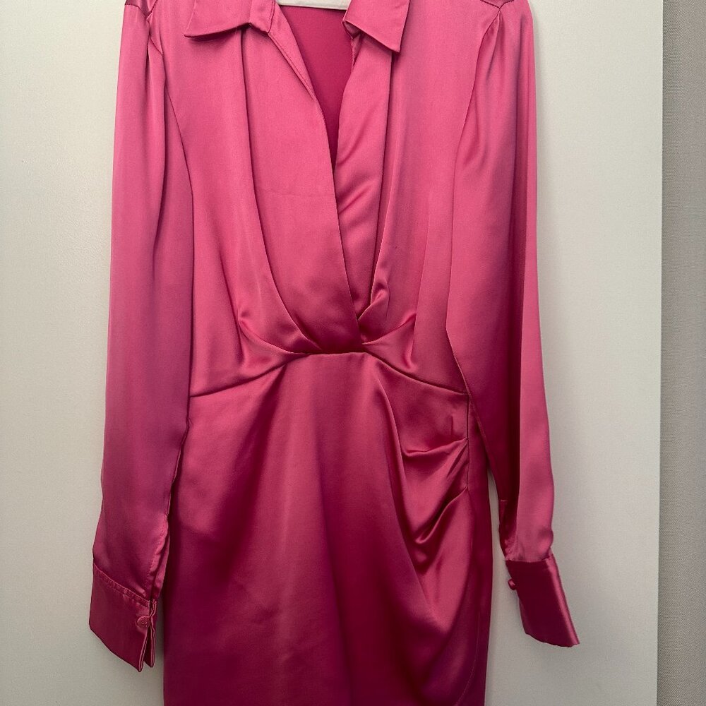 Zara SHORT SATIN EFFECT DRAPED DRESS in PINK